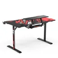 ULTRADESK Biurko dla gracza ATOMIC, 139x74cm, 76cm, z podwyższeniem na monitor, z podkładką XXL na cały pulpit