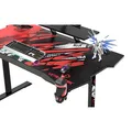 ULTRADESK Biurko dla gracza ATOMIC, 139x74cm, 76cm, z podwyższeniem na monitor, z podkładką XXL na cały pulpit