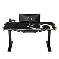 ULTRADESK Biurko dla gracza FORCE - białe, 166x70 cm, 76.5 cm, z podkładką pod mysz XXL, uchwyt na napoje i słuchawki