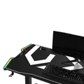 ULTRADESK Biurko dla gracza FORCE - białe, 166x70 cm, 76.5 cm, z podkładką pod mysz XXL, uchwyt na napoje i słuchawki