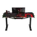 ULTRADESK Biurko dla gracza FORCE - czerwone, 166x70 cm, 76.5 cm, z podkładką pod mysz XXL, uchwyt na napoje i słuchawki