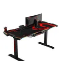 ULTRADESK Biurko dla gracza FORCE - czerwone, 166x70 cm, 76.5 cm, z podkładką pod mysz XXL, uchwyt na napoje i słuchawki