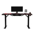 ULTRADESK Biurko dla gracza FORCE - czerwone, 166x70 cm, 76.5 cm, z podkładką pod mysz XXL, uchwyt na napoje i słuchawki