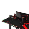 ULTRADESK Biurko dla gracza FORCE - czerwone, 166x70 cm, 76.5 cm, z podkładką pod mysz XXL, uchwyt na napoje i słuchawki