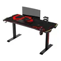Następne zdjęcie produktu ULTRADESK Biurko dla gracza FORCE - czerwone, 166x70 cm, 76.5 cm, z podkładką pod mysz XXL, uchwyt na napoje i słuchawki