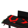 ULTRADESK Biurko dla gracza FORCE - czerwone, 166x70 cm, 76.5 cm, z podkładką pod mysz XXL, uchwyt na napoje i słuchawki