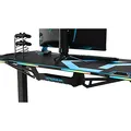 ULTRADESK Biurko dla gracza FORCE - niebieskie, 166x70 cm, 76.5 cm, z podkładką pod mysz XXL, uchwyt na napoje i słuchawki
