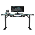 ULTRADESK Biurko dla gracza FORCE - niebieskie, 166x70 cm, 76.5 cm, z podkładką pod mysz XXL, uchwyt na napoje i słuchawki