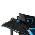 ULTRADESK Biurko dla gracza FORCE - niebieskie, 166x70 cm, 76.5 cm, z podkładką pod mysz XXL, uchwyt na napoje i słuchawki