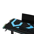 ULTRADESK Biurko dla gracza FORCE - niebieskie, 166x70 cm, 76.5 cm, z podkładką pod mysz XXL, uchwyt na napoje i słuchawki