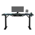 ULTRADESK Biurko dla gracza FORCE - niebieskie, 166x70 cm, 76.5 cm, z podkładką pod mysz XXL, uchwyt na napoje i słuchawki