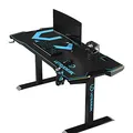 ULTRADESK Biurko dla gracza FORCE - niebieskie, 166x70 cm, 76.5 cm, z podkładką pod mysz XXL, uchwyt na napoje i słuchawki