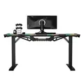 ULTRADESK Biurko dla gracza FORCE - szare, 166x70 cm, 76.5 cm, z podkładką pod mysz XXL, uchwyt na napoje i słuchawki