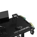ULTRADESK Biurko dla gracza FORCE - szare, 166x70 cm, 76.5 cm, z podkładką pod mysz XXL, uchwyt na napoje i słuchawki