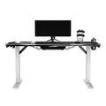 ULTRADESK Biurko dla gracza FORCE SNOW - białe, 166x70 cm, 76.5 cm, z podkładką pod mysz XXL, uchwyt na napoje i słuchawki