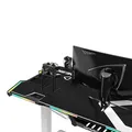 ULTRADESK Biurko dla gracza FORCE SNOW - białe, 166x70 cm, 76.5 cm, z podkładką pod mysz XXL, uchwyt na napoje i słuchawki