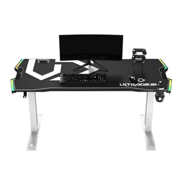 Główne zdjęcie produktu ULTRADESK Herní stůl FORCE SNOW - bílý, 166x70 cm, 76.5 cm, s XXL podložkou pod myš, držá