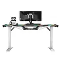 ULTRADESK Biurko dla gracza FORCE SNOW - białe, 166x70 cm, 76.5 cm, z podkładką pod mysz XXL, uchwyt na napoje i słuchawki