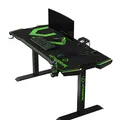 ULTRADESK Biurko dla gracza FORCE - zielone, 166x70 cm, 76.5 cm, z podkładką pod mysz XXL, uchwyt na napoje i słuchawki