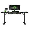 ULTRADESK Biurko dla gracza FORCE - zielone, 166x70 cm, 76.5 cm, z podkładką pod mysz XXL, uchwyt na napoje i słuchawki