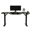 ULTRADESK Biurko dla gracza FORCE - zielone, 166x70 cm, 76.5 cm, z podkładką pod mysz XXL, uchwyt na napoje i słuchawki