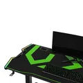 ULTRADESK Biurko dla gracza FORCE - zielone, 166x70 cm, 76.5 cm, z podkładką pod mysz XXL, uchwyt na napoje i słuchawki