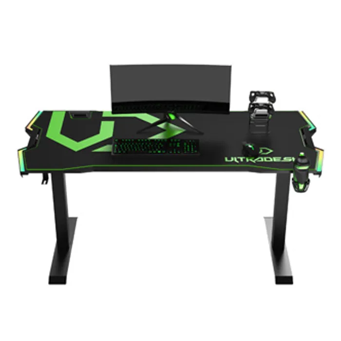 Główne zdjęcie produktu ULTRADESK Herní stůl FORCE - zelený, 166x70 cm, 76.5 cm, s XXL podložkou pod myš, držák s