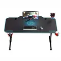 ULTRADESK Biurko dla gracza FRAG - BLUE, 140x66 cm, 76 cm, z podkładką pod mysz, uchwyt na słuchawki i napój