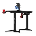 ULTRADESK Biurko dla gracza FRAG - GRAPHITE, 140x66 cm, 76 cm, z podkładką pod mysz, uchwyt na słuchawki i napój