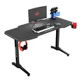 ULTRADESK Biurko dla gracza FRAG - GRAPHITE, 140x66 cm, 76 cm, z podkładką pod mysz, uchwyt na słuchawki i napój