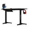 ULTRADESK Biurko dla gracza FRAG - GRAPHITE, 140x66 cm, 76 cm, z podkładką pod mysz, uchwyt na słuchawki i napój