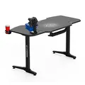 ULTRADESK Biurko dla gracza FRAG - GRAPHITE, 140x66 cm, 76 cm, z podkładką pod mysz, uchwyt na słuchawki i napój