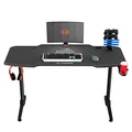 ULTRADESK Biurko dla gracza FRAG - GRAPHITE, 140x66 cm, 76 cm, z podkładką pod mysz, uchwyt na słuchawki i napój