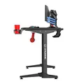 ULTRADESK Biurko dla gracza FRAG - GRAPHITE, 140x66 cm, 76 cm, z podkładką pod mysz, uchwyt na słuchawki i napój