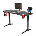 ULTRADESK Biurko dla gracza FRAG - GRAPHITE, 140x66 cm, 76 cm, z podkładką pod mysz, uchwyt na słuchawki i napój
