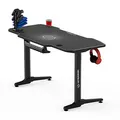 ULTRADESK Biurko dla gracza FRAG - GRAPHITE, 140x66 cm, 76 cm, z podkładką pod mysz, uchwyt na słuchawki i napój