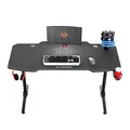 ULTRADESK Biurko dla gracza FRAG - GRAPHITE, 140x66 cm, 76 cm, z podkładką pod mysz, uchwyt na słuchawki i napój