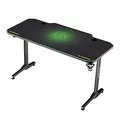ULTRADESK Biurko dla gracza FRAG - GREEN, 140x66 cm, 76 cm, z podkładką pod mysz, uchwyt na słuchawki i napój