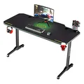 ULTRADESK Biurko dla gracza FRAG - GREEN, 140x66 cm, 76 cm, z podkładką pod mysz, uchwyt na słuchawki i napój
