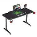 ULTRADESK Biurko dla gracza FRAG - GREEN, 140x66 cm, 76 cm, z podkładką pod mysz, uchwyt na słuchawki i napój