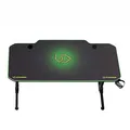 ULTRADESK Biurko dla gracza FRAG - GREEN, 140x66 cm, 76 cm, z podkładką pod mysz, uchwyt na słuchawki i napój