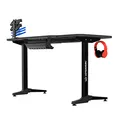 ULTRADESK Biurko dla gracza FRAG - RED, 140x66 cm, 76 cm, z podkładką pod mysz, uchwyt na słuchawki i napój