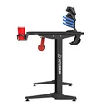 ULTRADESK Biurko dla gracza FRAG - RED, 140x66 cm, 76 cm, z podkładką pod mysz, uchwyt na słuchawki i napój