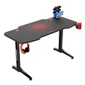 Następne zdjęcie produktu ULTRADESK Biurko dla gracza FRAG - RED, 140x66 cm, 76 cm, z podkładką pod mysz, uchwyt na słuchawki i napój