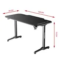 ULTRADESK Biurko dla gracza FRAG - WHITE, 140x66 cm, 76 cm, z podkładką pod mysz, uchwyt na słuchawki i napój