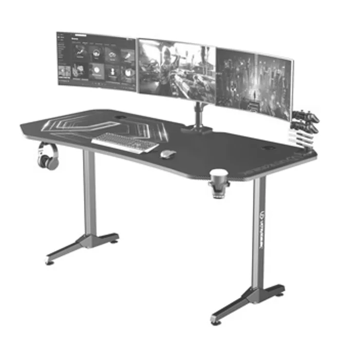 Główne zdjęcie produktu ULTRADESK Herní stůl FRAG XXL BLACK, 160 x 75 cm, 75 cm, držák nápojů a sluchátek, stojan