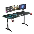 Następne zdjęcie produktu ULTRADESK Biurko dla gracza FRAG XXL BLUE, 160 x 75 cm, 75 cm, uchwyty na słuchawki i napoje, z podkładką XXL na cały pulpit