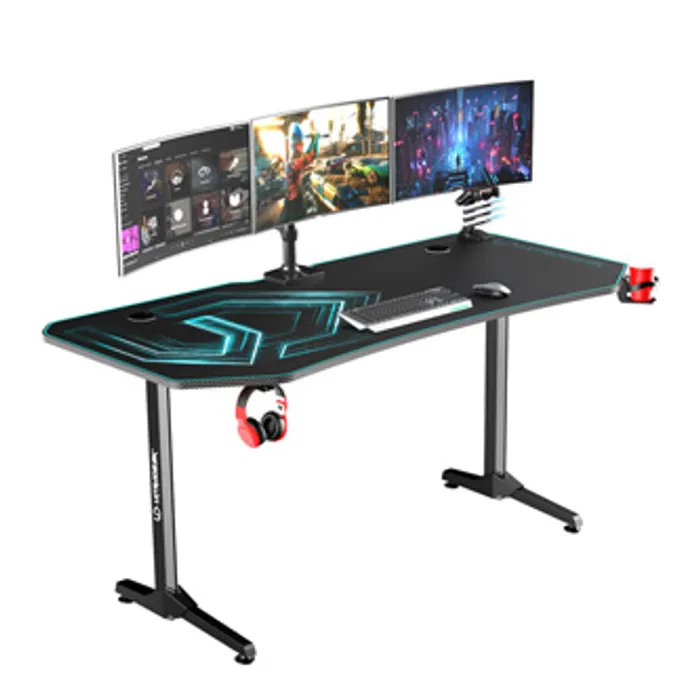 Główne zdjęcie produktu ULTRADESK Herní stůl FRAG XXL BLUE, 160 x 75 cm, 75 cm, držák nápojů a sluchátek, stojan