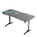 ULTRADESK Biurko dla gracza FRAG XXL BLUE, 160 x 75 cm, 75 cm, uchwyty na słuchawki i napoje, z podkładką XXL na cały pulpit
