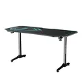 ULTRADESK Biurko dla gracza FRAG XXL BLUE, 160 x 75 cm, 75 cm, uchwyty na słuchawki i napoje, z podkładką XXL na cały pulpit